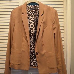 The Limited Caramel Blazer with Leopard Inlay